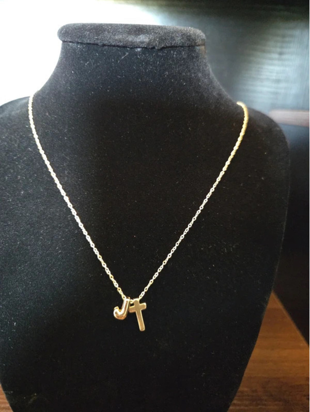 14k Gold Plated J Cross Necklace